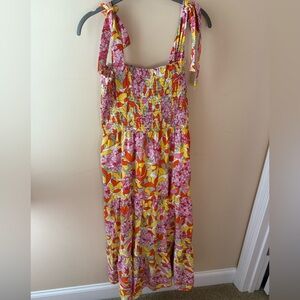 THML Summer Floral Maxi Dress mod floral tie strap  print size Medium